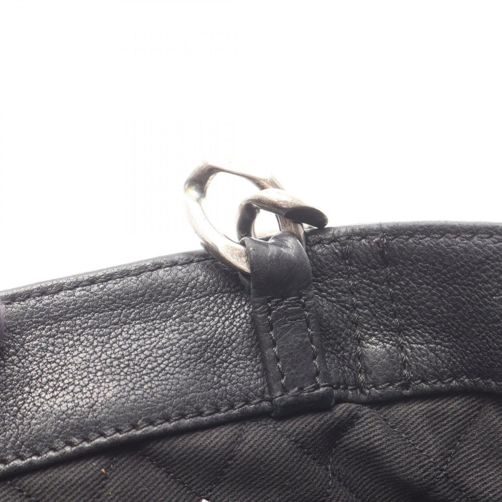 Chanel Tote Black Leather CC Logo Chain Hand B — view 5
