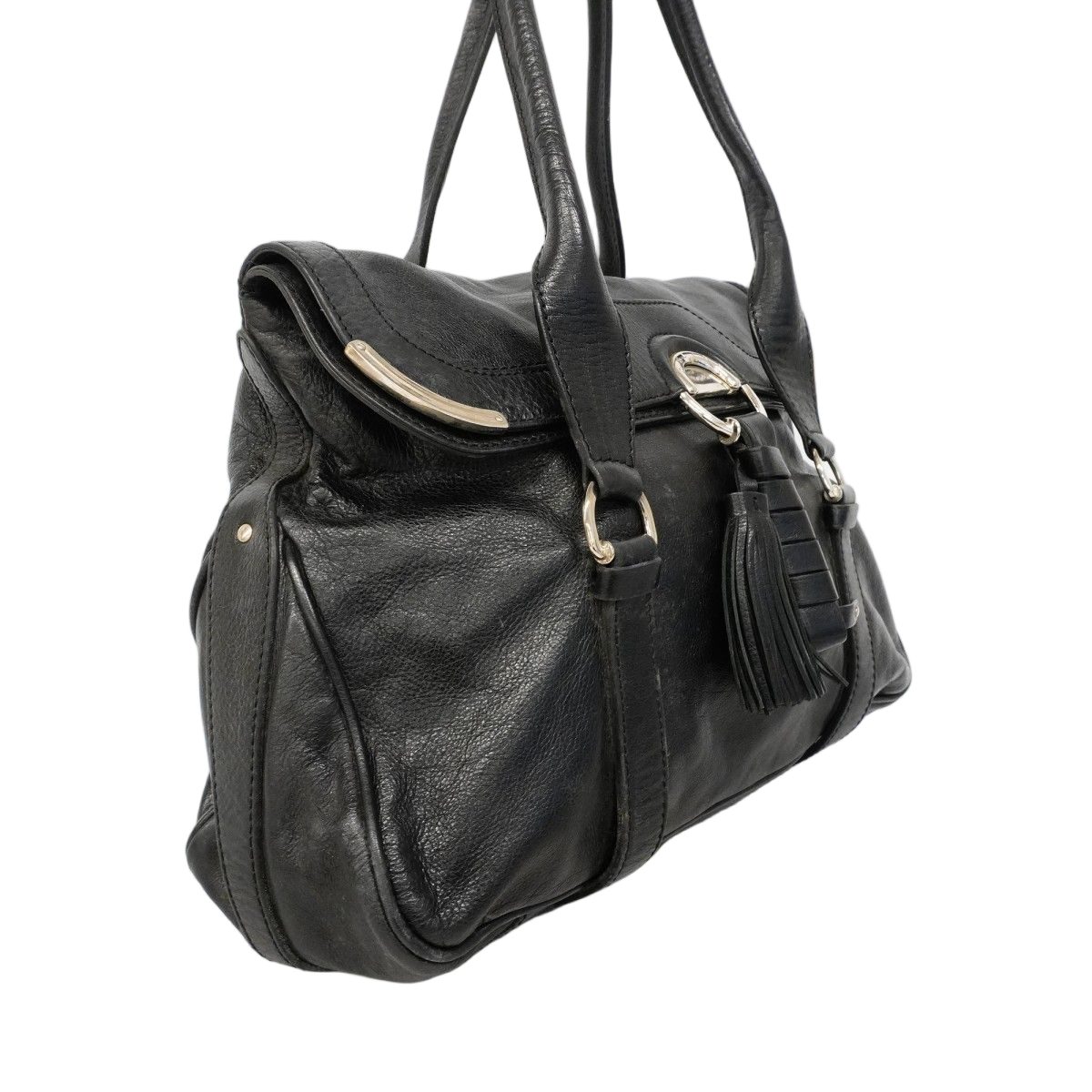 Celine Tote Leather Black Silver — view 2