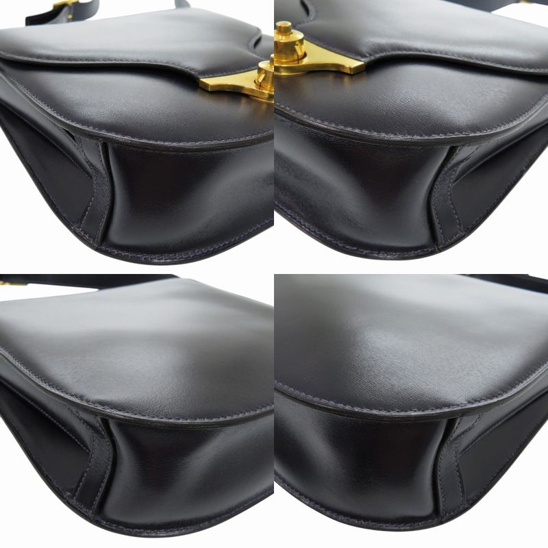 Hermes Vintage Box Calf Black Shoulder Bag 0816 — view 8