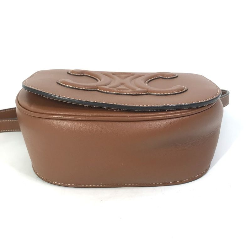 Celine Shoulder Bag Folco Cuir Triomphe Du3 Leather Tan Brown — view 5