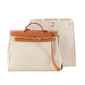 Hermes Herbag MM Leather Toile Ash 2-Way Shoulder Bag Business Tote