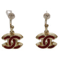 Chanel Gold Red Comic Mark Hoop Earrings