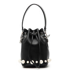 Fendi Mini Montresor Black Leather Faux Pearl
