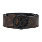 Louis Vuitton Ceinture Logo Circle Buckle Monogram Leather Belt 85 Brown Black
