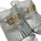 Louis Vuitton Indiana Line Sandals Shoes Leather Metallic Silver Gold Logo — view 9