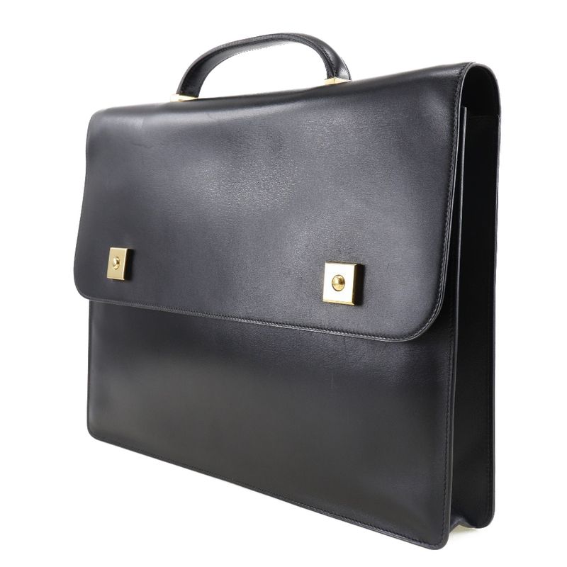 Hermes Danube 38 Briefcase 6 Z Calf Black Gold Hardware V Business Bag — view 2
