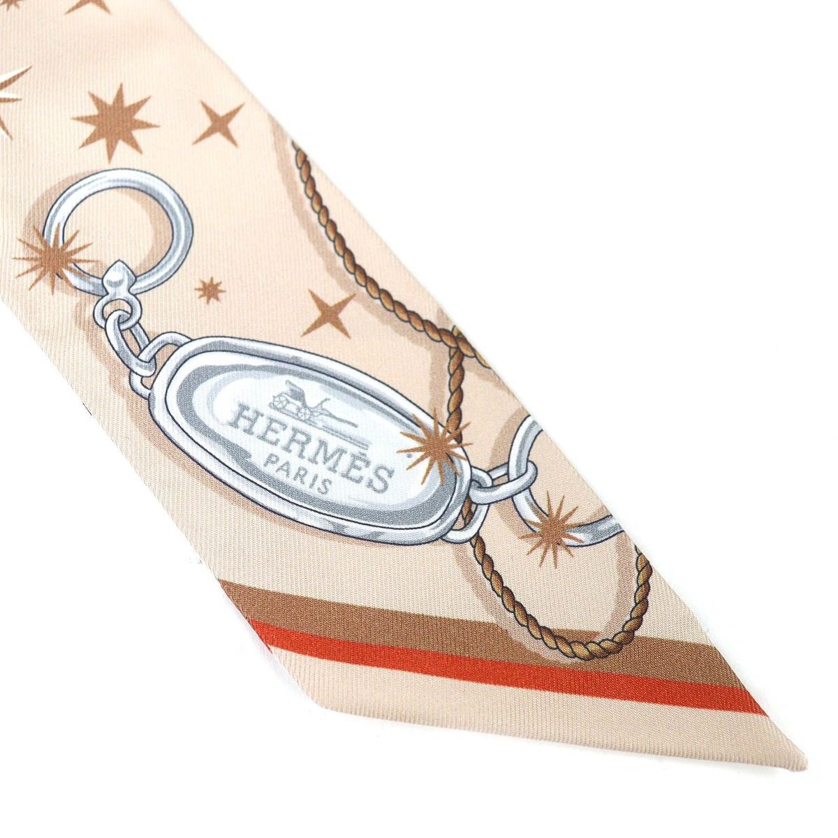 Hermes Twilly Sera Fete Silk Beige Rose Caramel White Scarf Recommended — view 4