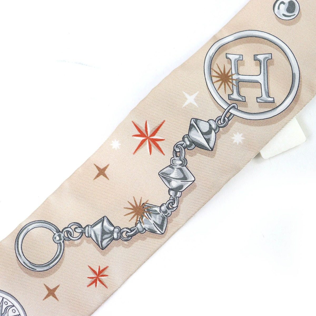 Hermes Twilly Sera Fete Silk Beige Rose Caramel White Scarf Recommended — view 5
