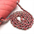 Chanel CC Logo Turnlock Soft Caviar Mini Quilted Chain Shoulder Bag Pink — view 6