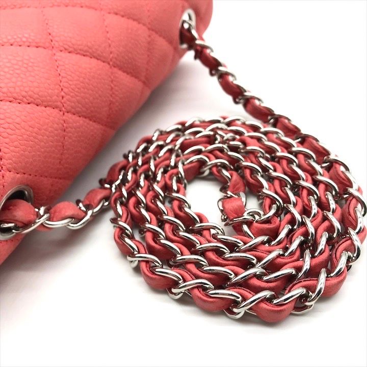 Chanel CC Logo Turnlock Soft Caviar Mini Quilted Chain Shoulder Bag Pink — view 6