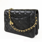 Chanel Chain Wallet Black Caviar Leather Roller Skate Star Charm Shoulder Bag — view 2