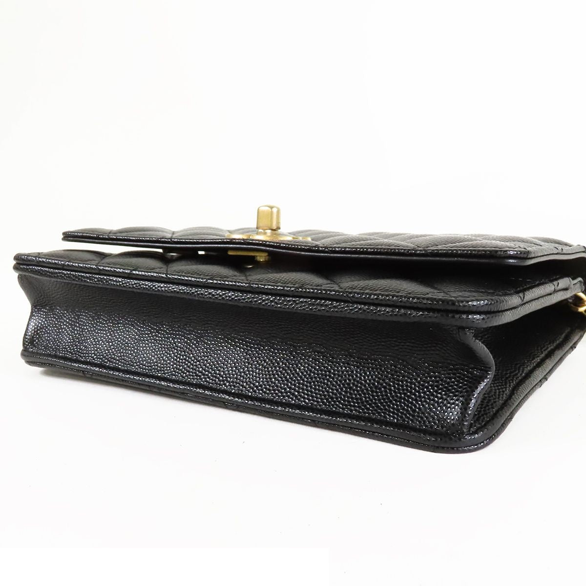 Chanel Chain Wallet Black Caviar Leather Roller Skate Star Charm Shoulder Bag — view 3