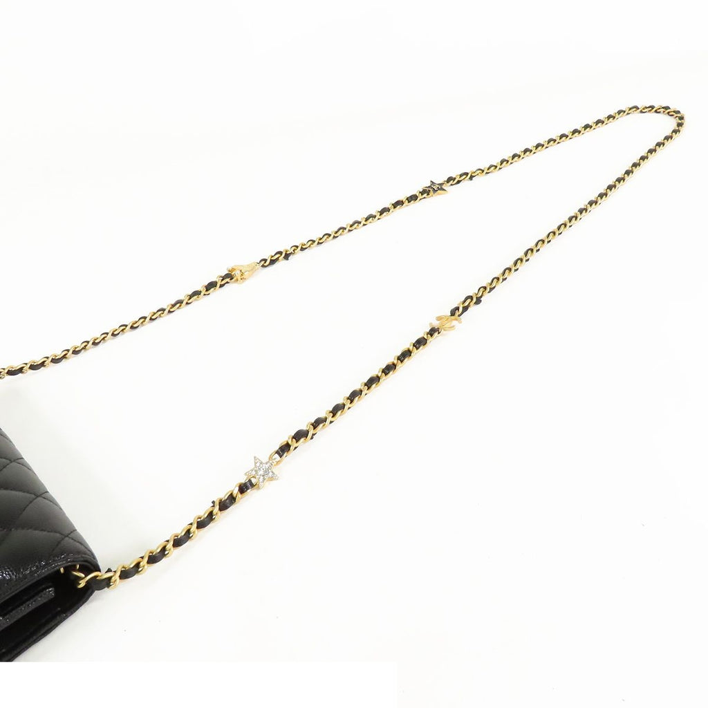 Chanel Chain Wallet Black Caviar Leather Roller Skate Star Charm Shoulder Bag — view 4