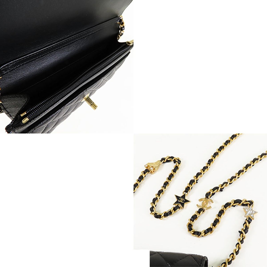 Chanel Chain Wallet Black Caviar Leather Roller Skate Star Charm Shoulder Bag — view 5