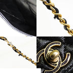 Chanel Chain Wallet Black Caviar Leather Roller Skate Star Charm Shoulder Bag — view 6