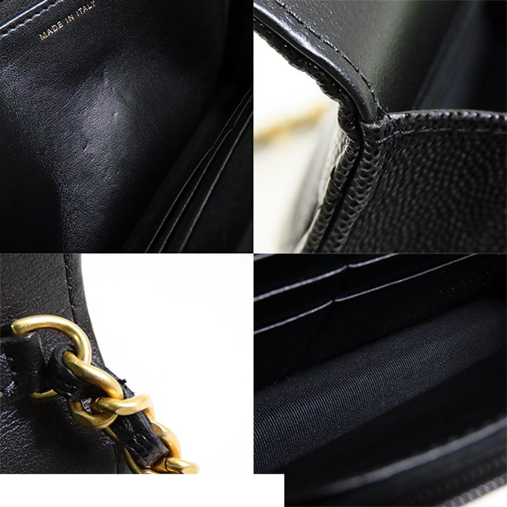 Chanel Chain Wallet Black Caviar Leather Roller Skate Star Charm Shoulder Bag — view 7