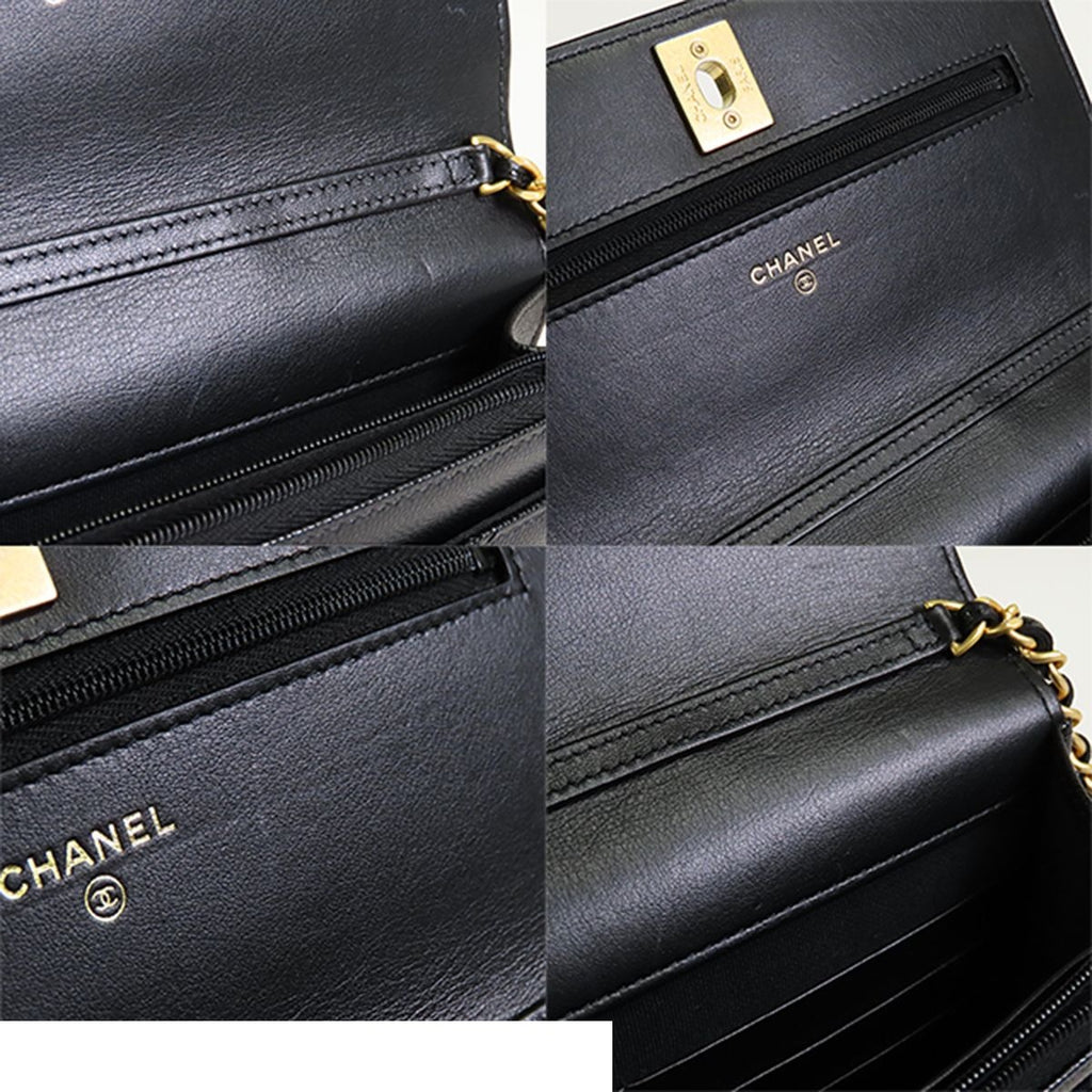 Chanel Chain Wallet Black Caviar Leather Roller Skate Star Charm Shoulder Bag — view 8
