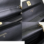 Chanel Chain Wallet Black Caviar Leather Roller Skate Star Charm Shoulder Bag — view 8