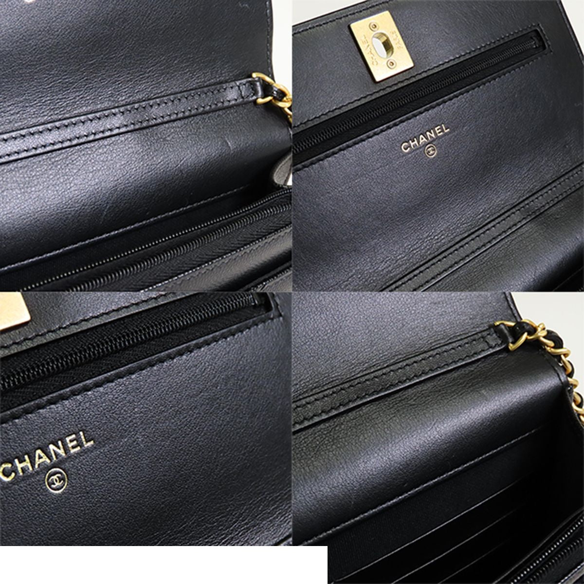 Chanel Chain Wallet Black Caviar Leather Roller Skate Star Charm Shoulder Bag — view 8