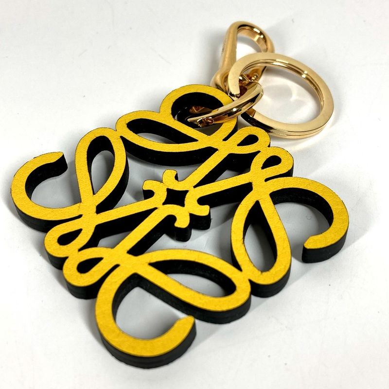 Loewe Key Holder Anagram Charm in Calf X06 Leather Yellow — view 5