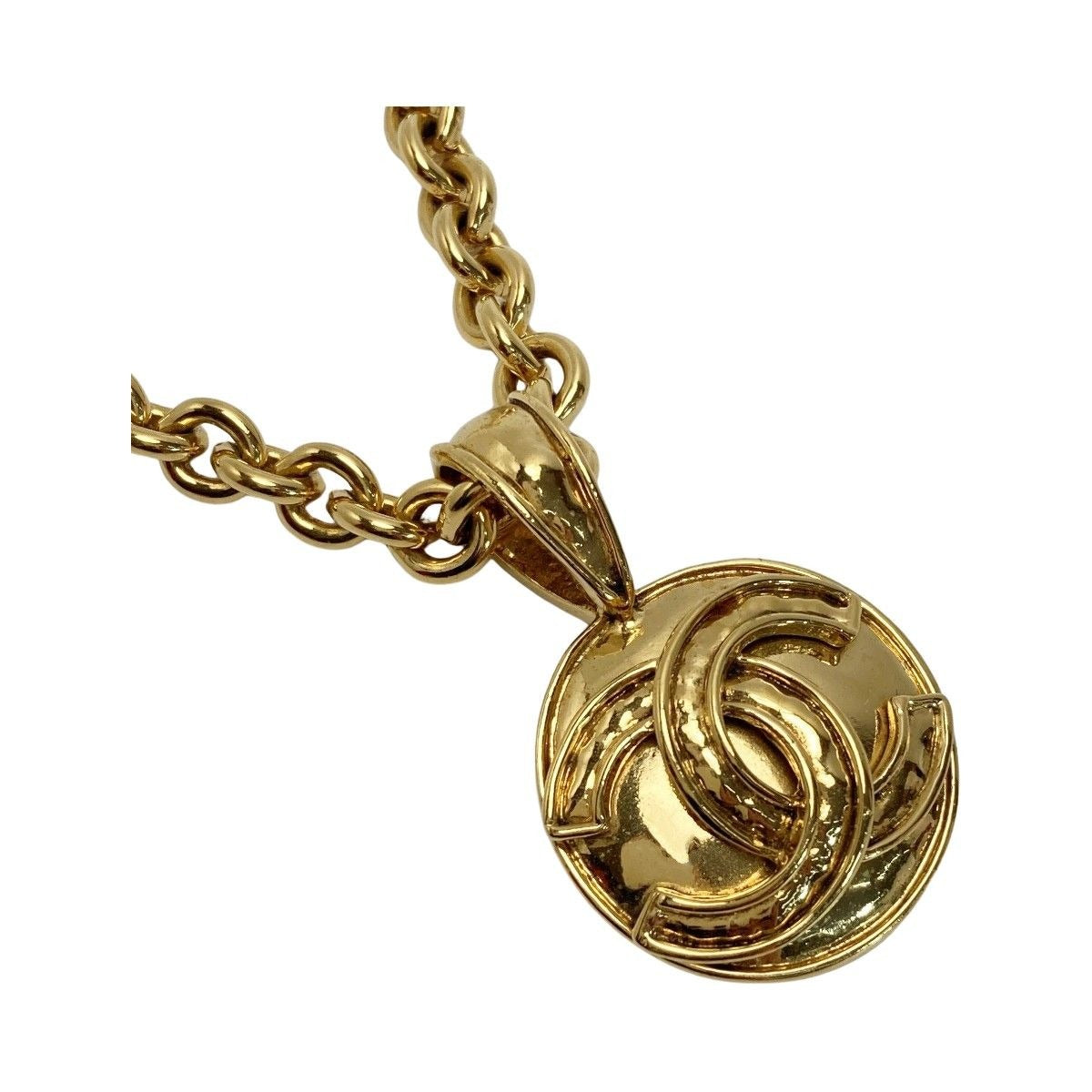 Chanel Coco Mark Round Necklace 94 P Gold Plated Vintage