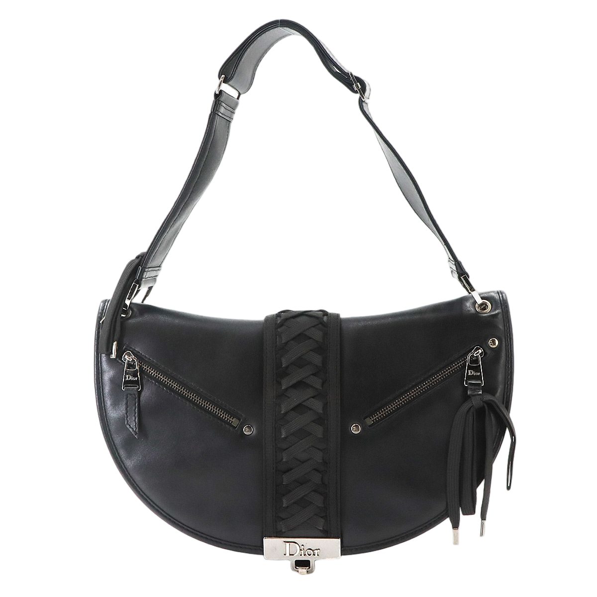 Dior a Dos Shoulder Bag Leather Black Corset Admit