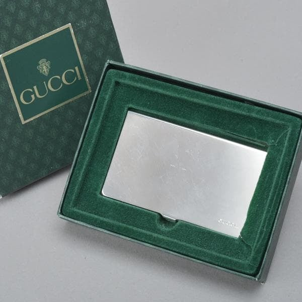 Gucci Vintage Business Card Case Silver With Box — view 6