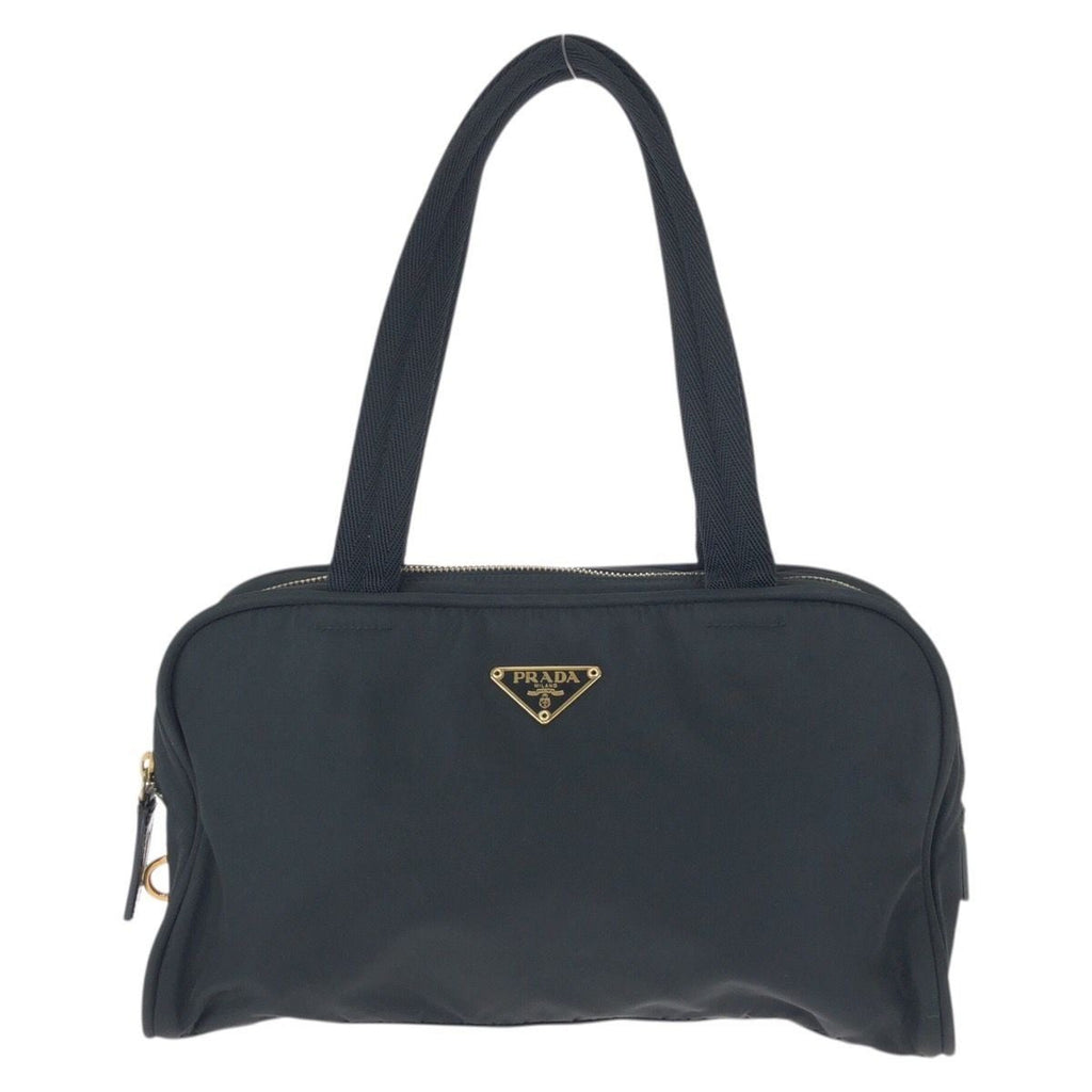 Prada Tessuto Black Gold Nylon Tote Mini Boston Bag