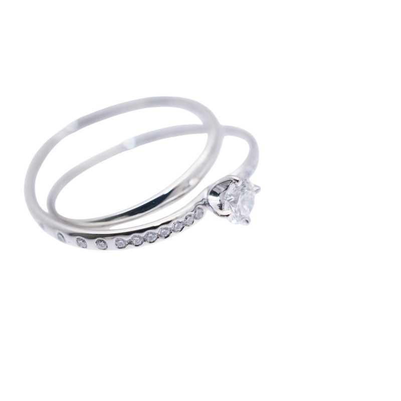 Hermes Vertige Coeur Diamond 030 CT 18K White Gold 50 Ring 750 WG Togo — view 8