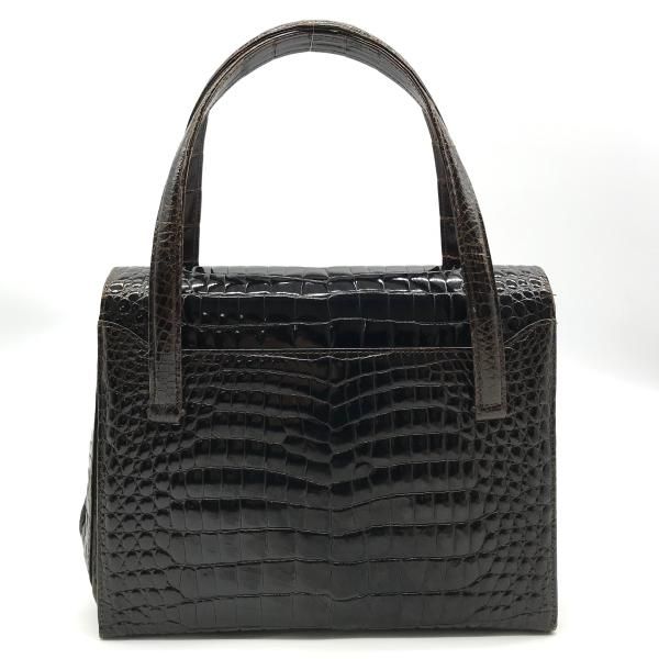 Gucci Croco Logo Vintage Hand Bag Brown — view 3