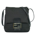 Fendi Zucchino Shoulder Bag Pochette Canvas Black 8 Bt127