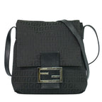 Fendi Zucchino Shoulder Bag Pochette Canvas Black 8 Bt127