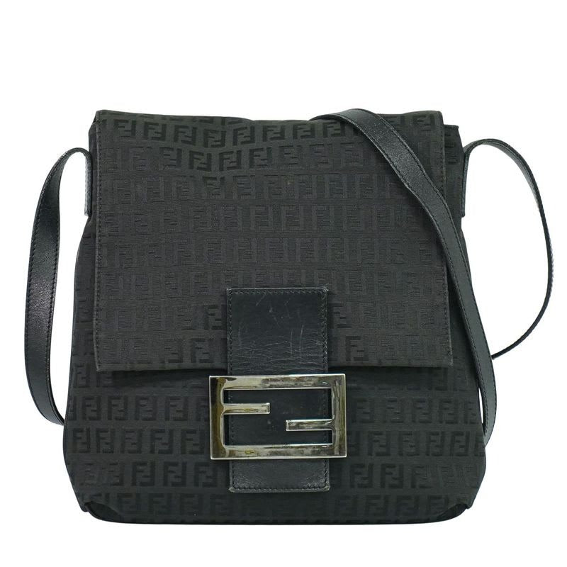 Fendi Zucchino Shoulder Bag Pochette Canvas Black 8 Bt127 — view 2