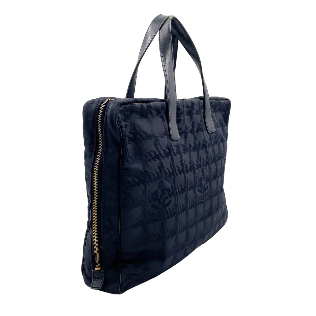 Chanel New Travel Line Briefcase Leather Nylon Black Business Gold — view 2