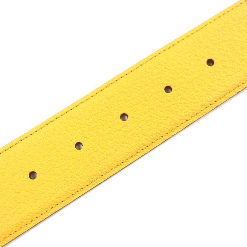 Gucci Memorable Buckle g Logo Bicolor Leather Belt Yellow Blue — view 8