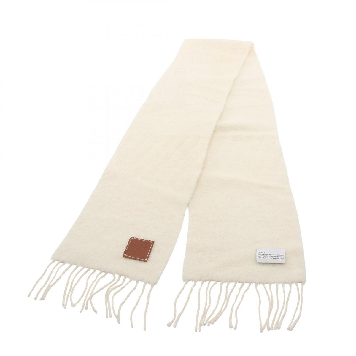 Loewe Muffler Anagram Scarf White Wool Patch