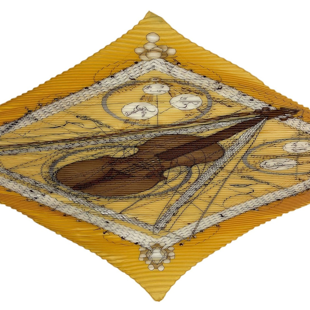 Hermes Scarf Pleated Silk la Musique Des Spheres Music Played by Yellow — view 4