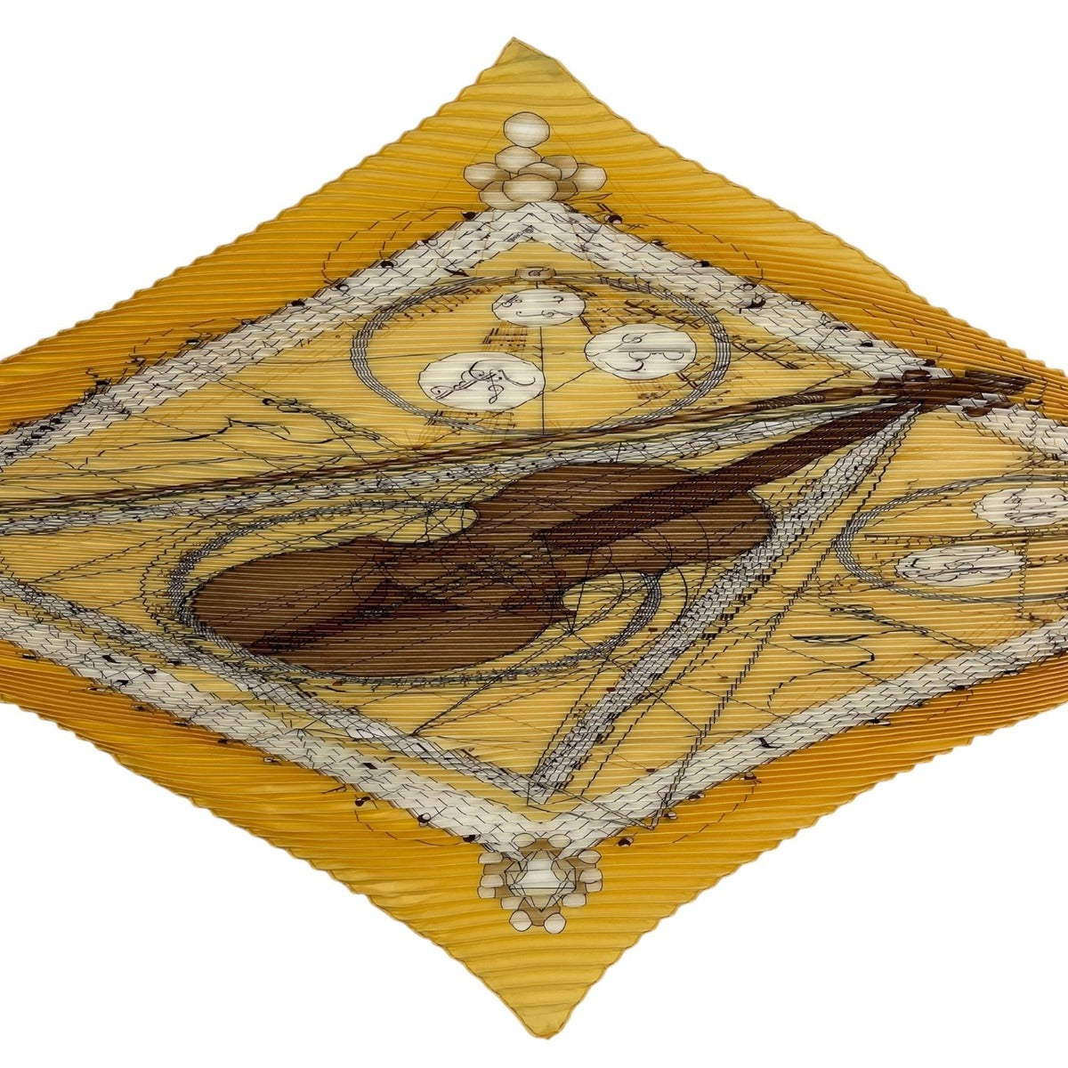 Hermes Scarf Pleated Silk la Musique Des Spheres Music Played by Yellow — view 4