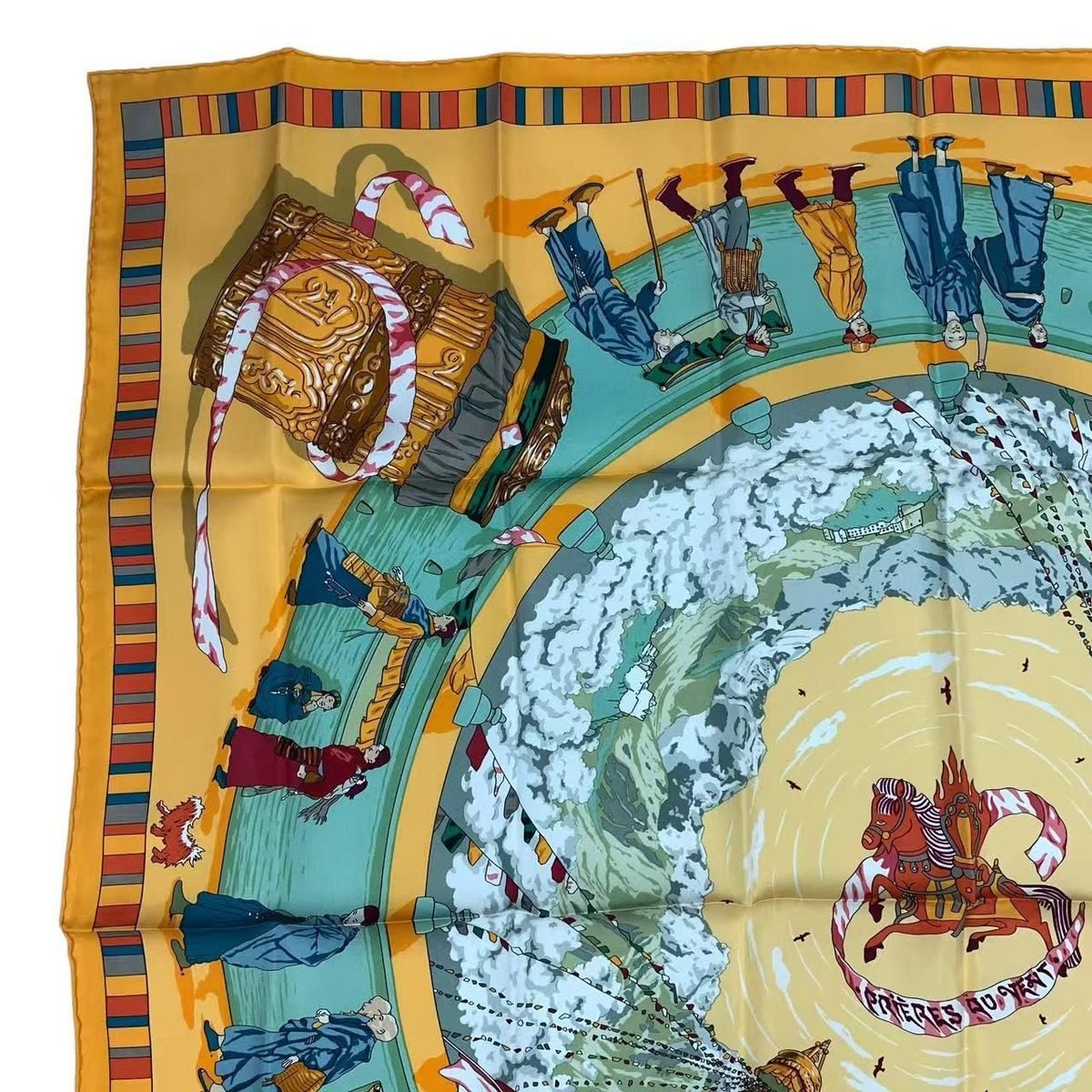 Hermes Carre 90 Scarf Silk Prieres AU Vent Prayer in the Wind Yellow — view 2