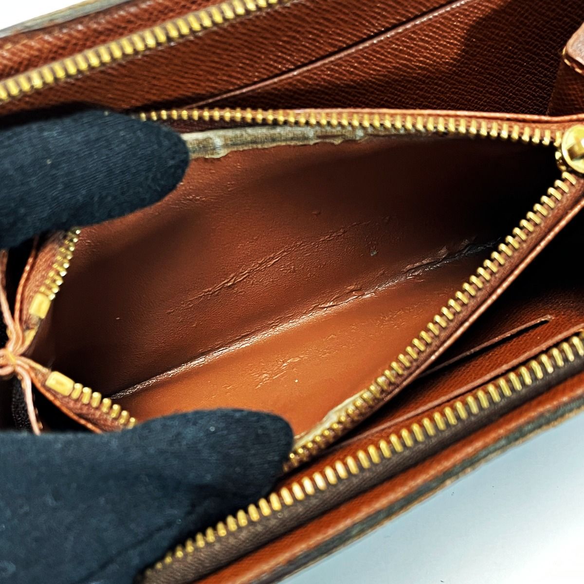 Louis Vuitton Monogram Porte Monnaie Zip Brown Long Wallet — view 3