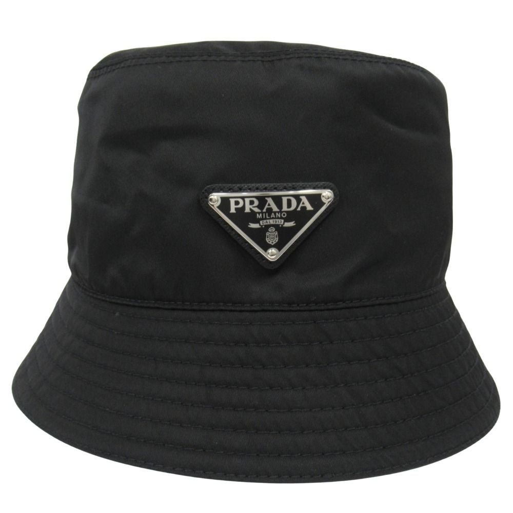 Prada Re-Nylon Bucket Hat Triangle Logo Nylon S Black