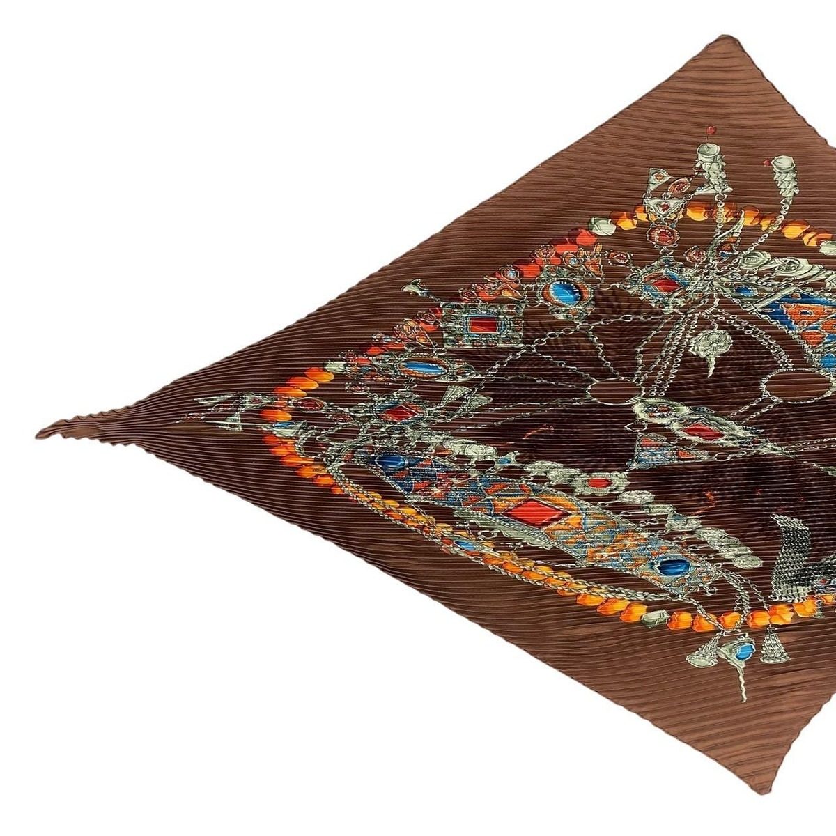 Hermes Silk Scarf Terres Precieuses Precious Places Brown — view 2