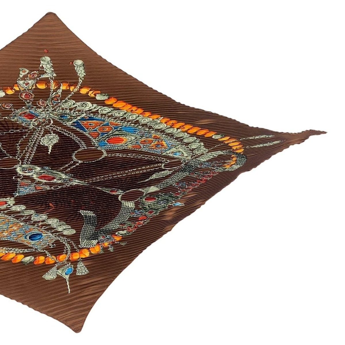 Hermes Silk Scarf Terres Precieuses Precious Places Brown — view 3