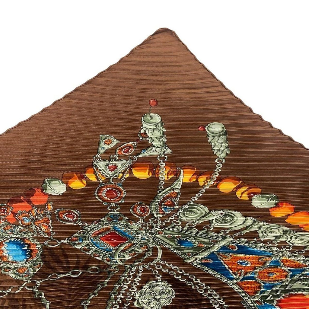 Hermes Silk Scarf Terres Precieuses Precious Places Brown — view 4