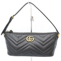 Gucci Black Leather GG Marmont One Shoulder Bag