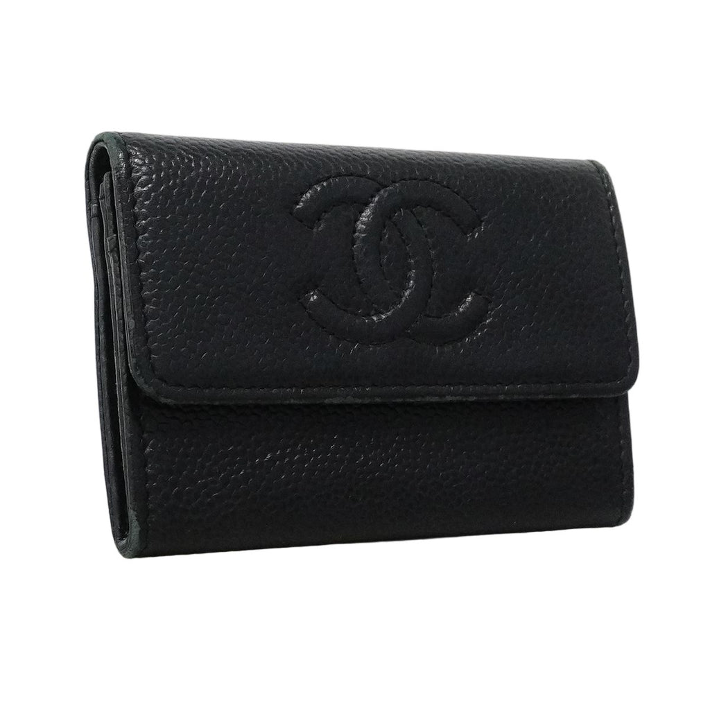 Chanel Card Case Caviar Leather Black Silver — view 2