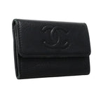 Chanel Card Case Caviar Leather Black Silver — view 2