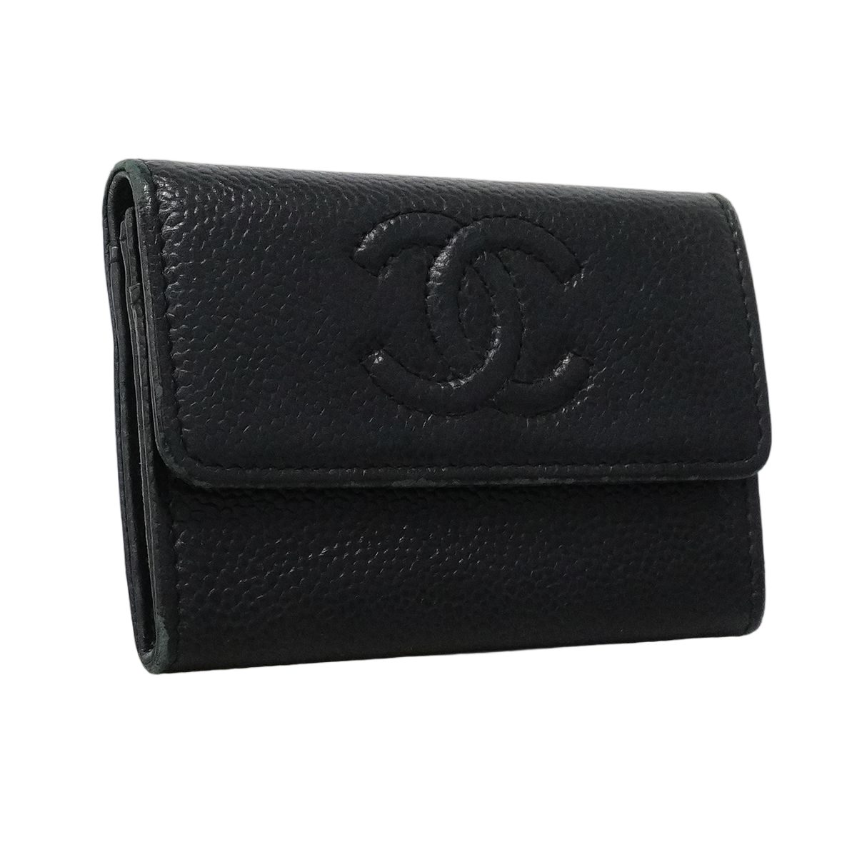 Chanel Card Case Caviar Leather Black Silver — view 2