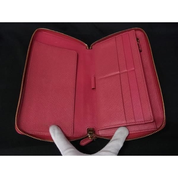 Prada Wallet Triangle Logo 1 M1188 Pink Saffianoleather — view 4