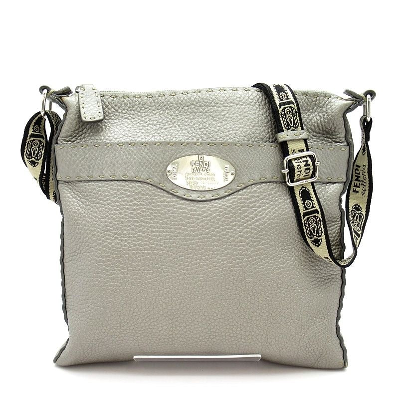 Fendi Selleria Shoulder Bag Leather Gray